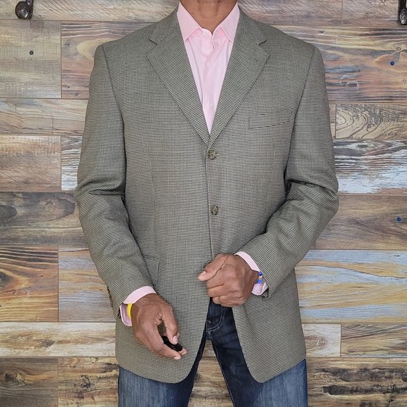 Joseph Abboud USA 100% Wool Beige Birdseye Blazer Sport Jacket Size 40R